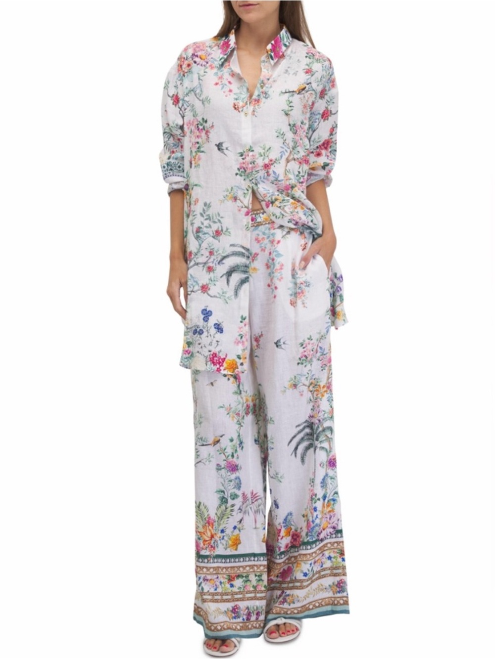 Camilla Plumes & Parterres Linen Shirt Dress Tunic NWT
